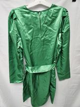 A New Day Women's Size Small Long Sleeve Green Satin Belted A-Line Dress image 3