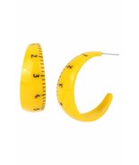 Betsey Johnson Ruler Hoop Earrings Yellow - $122.20 CAD