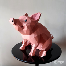 Mini pig sculpture papercraft template - £7.99 GBP