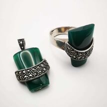 Vintage Very Nice 925 Sterling Silver Women's Jewelry Set Cubic Zirconia... - $132.00