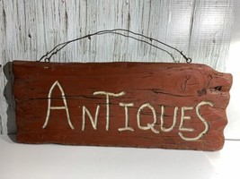 Vintage Red Handmade Antique Shop Display Sign Solid Wood Distressed 27&quot;... - $77.55