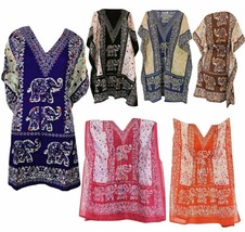 Women&#39;s Short Kaftan Dress Polyester Maxi Caftan Tunic Elephant Print Pack Of 6 - £28.48 GBP