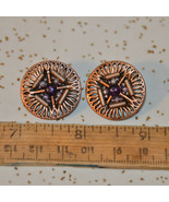 Vintage copper tone gold filigree purple cab bead cluster clip Earrings - £7.81 GBP