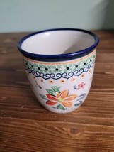 Polish Pottery Unikat 12 Oz. Mug -orange Flowers  - £33.63 GBP