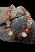 Handmade Sterling Silver Micro Faceted Fruity Cherry Quartz Beaded Necklace - $64.99