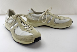 Ecco Beige/Silver Leather Suede Casual Walking Lace-Up Sneakers - Women&#39;s 37/6.5 - £30.33 GBP