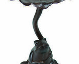 Cast Iron Toad Frog On Waterlily Lily Pad Leaf Bird Feeder Bath Garden S... - $89.99