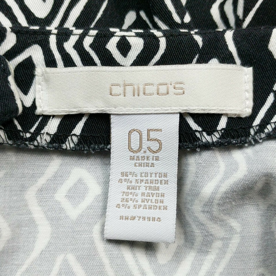 Chicos Womens A Line Skirt Size 0.5 Small Black White Geometric Back Zip Item image 5