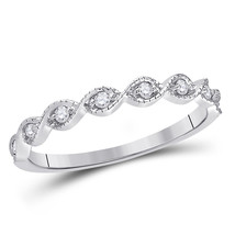14kt White Gold Womens Round Diamond Twist Stackable Band Ring 1/10 Cttw - £239.90 GBP