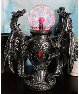 Fantasy Double Dragons Protecting Oracle AC Flashing Electric Ball Figurine - $1,278.05 MXN