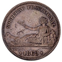 1869 Spain (Gobierno Provisional) Peseta Silver Coin KM# 652 - $49.50