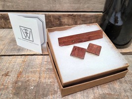 Wine Barrel Cuff Links + Tie Clip Set - Made from retired Cabernet wine ... - £55.15 GBP