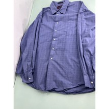 MacCluer Men Dress Shirt Made In USA Blue Button Up Long Sleeve Size 18 ... - £12.44 GBP