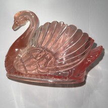Regaline Plastic Swan, Clear Pink Bowl, Trinket Dish Washcloth Holder So... - $16.49