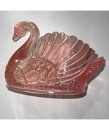 Regaline Plastic Swan, Clear Pink Bowl, Trinket Dish Washcloth Holder So... - $16.49