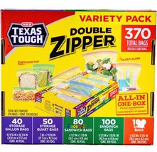 Texas Tough Double Zipper Variety Pack, 370 Total Bags, Storage Gallon, ... - $97.97