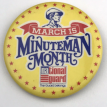 National Guard Minute Man Month March Pin Button Vintage - £7.84 GBP