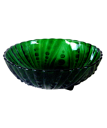 Vtg Anchor Hocking Emerald Green Glass Burple Footed Serving Bowl 8.5in Diameter - $17.82