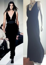 $4,800 OSCAR DE LA RENTA STUNNING BLACK VELVET SILK LINED RUNWAY GOWN  U... - £1,542.33 GBP