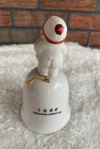 Porcelain Bell 1988 Christmas Dinner Holly Caroler Chime Ring Holiday Collectibl - $3.80