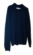 David Taylor Collection Mens Sz L Black Sweater 1/2 Button Collared - £19.71 GBP
