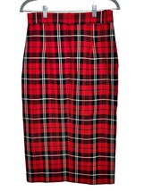 Zara Pencil Skirt Women&#39;s Medium Red Tartan Plaid Workwear Midi Length - AC - $29.85