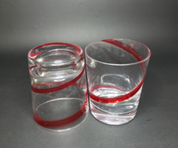 Pier 1 Red Swirline Double Old Fashioned Rocks Whiskey Glasses Set Of 2 ... - $39.53