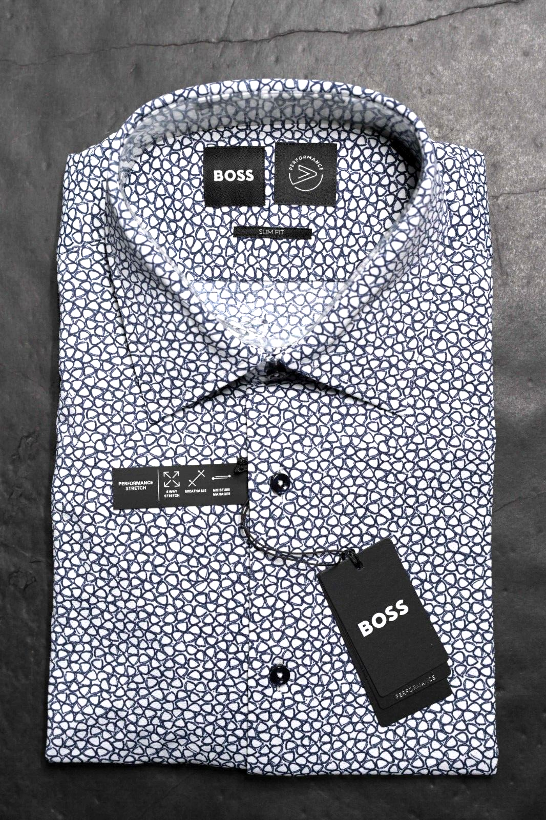 Hugo Boss Herren Hank Kent Reise Slim Fit Performance Stretch Hemd 40 15,7 Item image 2