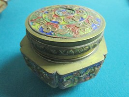 Antique Chinese Cloisonne 6 Sides Box Zodiac Engraved 4 X 4&quot; - £195.07 GBP