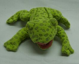 Folkmanis MINI GREEN FROG FINGER PUPPET 5" Plush STUFFED ANIMAL Toy - $14.85