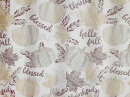 Thankful Blessed Fall Fabric Shower Curtain Hello Fall Leaves Pumpkins 72X72" - $34.18