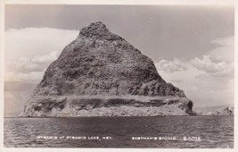 Pyramid at Pyramid Lake Nevada NV Rock Formation Real Photo RPPC Postcard E11 - £6.17 GBP