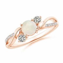 ANGARA Opal and Diamond Twisted Vine Ring for Women, Girls in 14K Solid Gold - £518.86 GBP