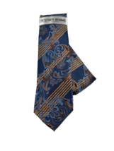 Stacy Adams Men&#39;s Tie Set Hanky Royal Powder Blue Melon Beige Paisley 3.25&quot; Wide - £17.57 GBP