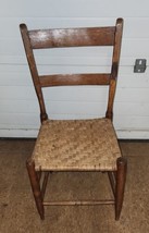 Vintage Cane Bottom Wood Table Chair Kitchen 2 Rung Back - £31.85 GBP