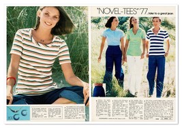 Montgomery Wards Tees &amp; Jeans 70s Fashions Vintage 1977 2-Page Magazine Ad - £9.83 GBP