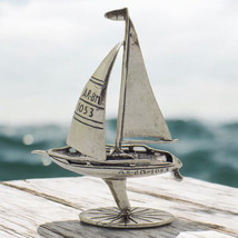 Vintage Italien Main Véritable Argent Rare Voile Bateau Figurine Miniature - £56.42 GBP