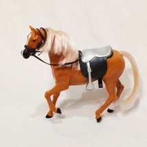Horse with Saddle and Harness Brown Toy Animal Farm Barn 7&quot; Figurine Pony - $22.76