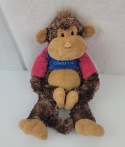 People Pals Stuffed Plush Brown Monkey Cheeky Charlie Pink Blue Hoodie Toy - $59.39