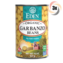 3x Cans Eden Foods Organic Garbanzo Beans ( Chickpeas ) | 15oz | No Salt... - $21.54