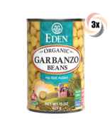 3x Cans Eden Foods Organic Garbanzo Beans ( Chickpeas ) | 15oz | No Salt... - £17.01 GBP