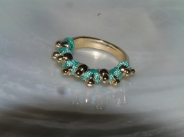 Estate Goldtone Mini Prongs with Aqua Green Thread Band Ring Size 5.5 - width of - £8.33 GBP