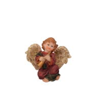 Vintage Resin Angel Figurine Playing Horn 3.25&quot; Unbranded - £7.74 GBP