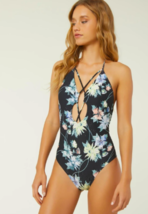 New $80 O&#39;Neill Women&#39;s One Piece Swimsuit Dahlia Floral Black Multi-color Sz M - £27.23 GBP