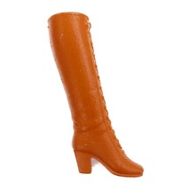 Vintage Barbie 1970s Tall Lace Up Boot Orange Tan Light Brown Single Shoe Mod - £6.75 GBP