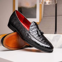 Bianchi Genuine caiman Crocodile Dress Loafers Black image 9