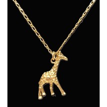 J Crew Gold GIRAFFE Necklace Textured Gold Tone 1.25&quot; Pendant  w/ 26&quot; Ch... - $19.60