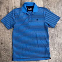 Under Armour Mens HeatGear Loose Fit Striped Polo Shirt Blue Navy Small SM - $19.79