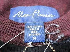 NWT $80 Alan Flusser 100% Cotton Purple Argyle Ribbed Sweater M - £16.14 GBP