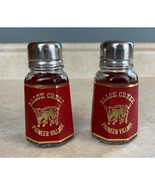 Black Creek Pioneer Village Matching Leather Bound Salt And Pepper Shake... - $11.87